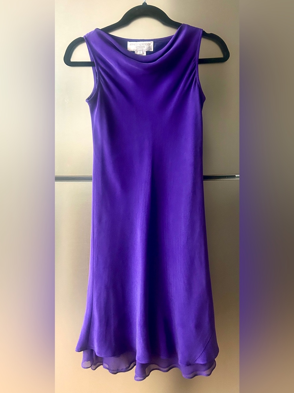 Jones New York Silk Dress Purple Sleeveless Petite 2P Elegant Minimal